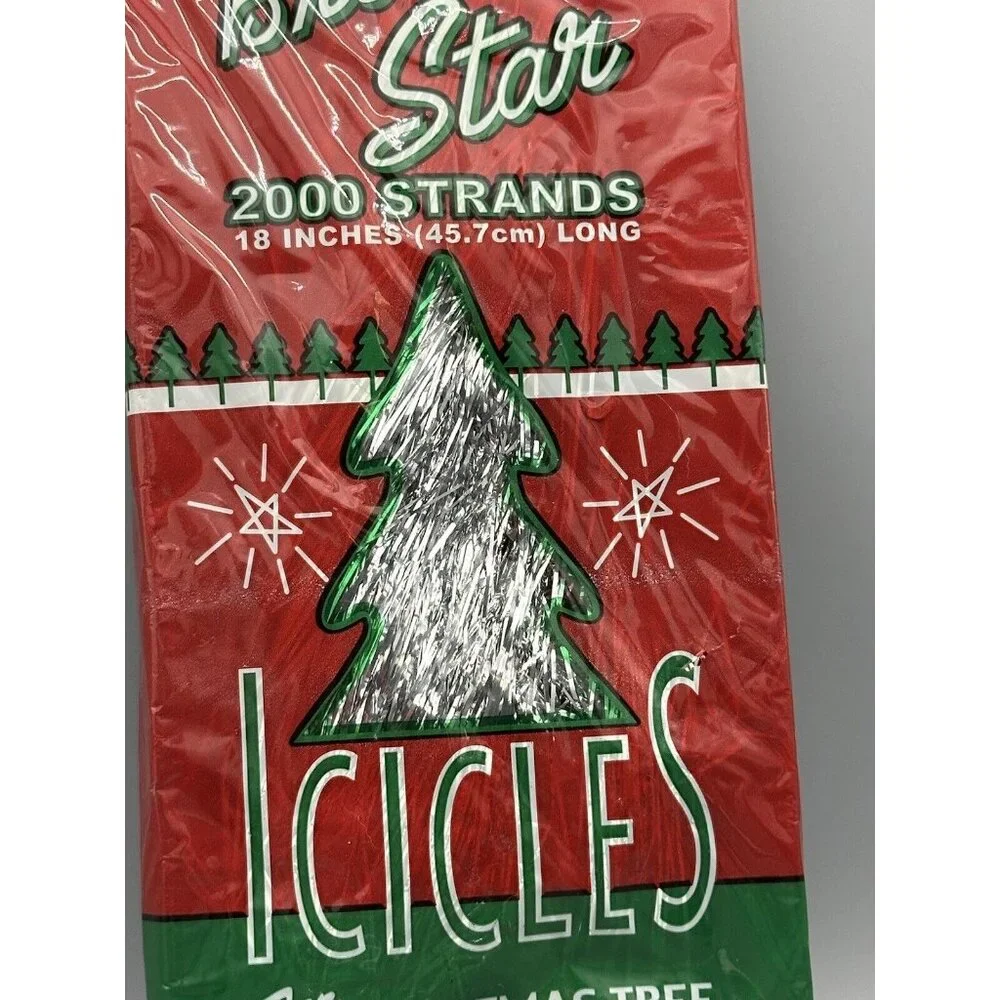 1 box Brite Star ICICLES 2000 strand SILVER 18‎ inches long NOS READ Christmas